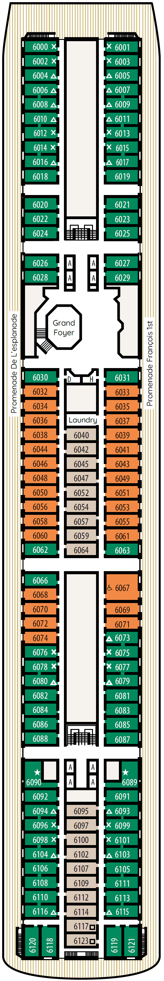 Deck plan for Deck 6 - Renaissance