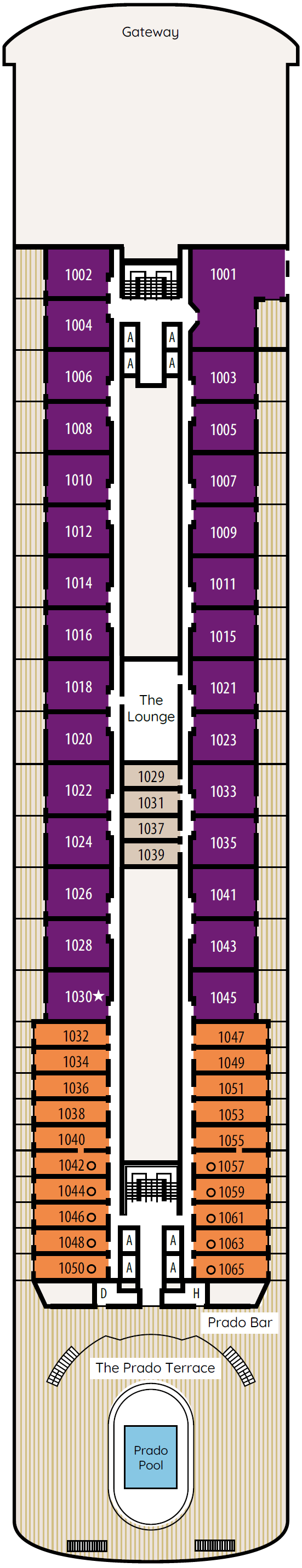 Deck plan for Deck 10 - Marquises
