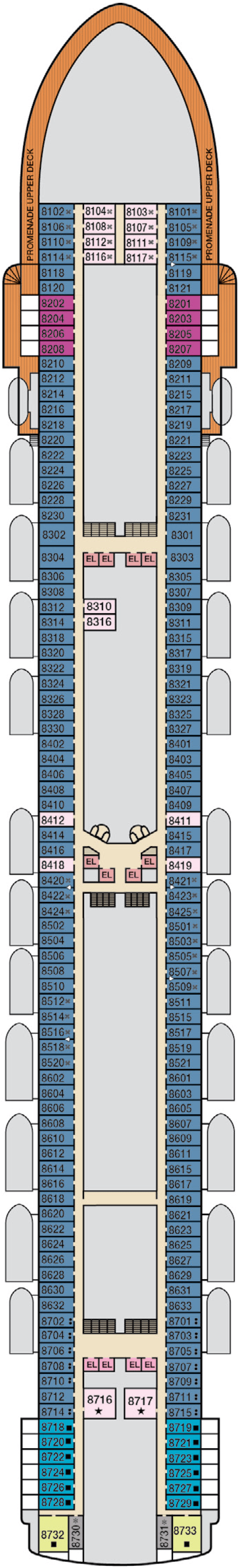 Deck plan for Deck 8-Verandah