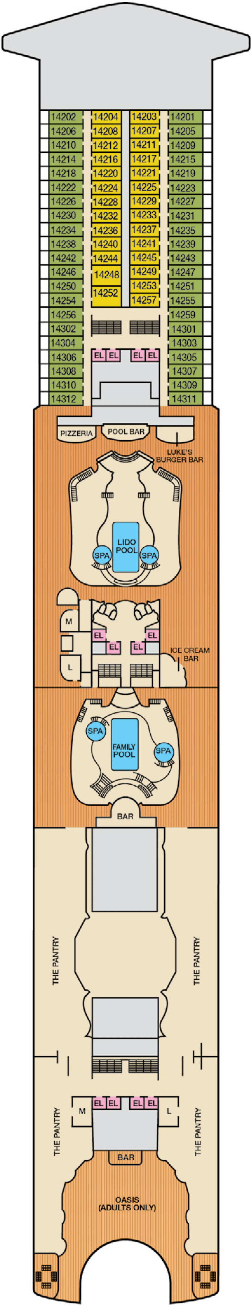 Deck plan for Deck 14