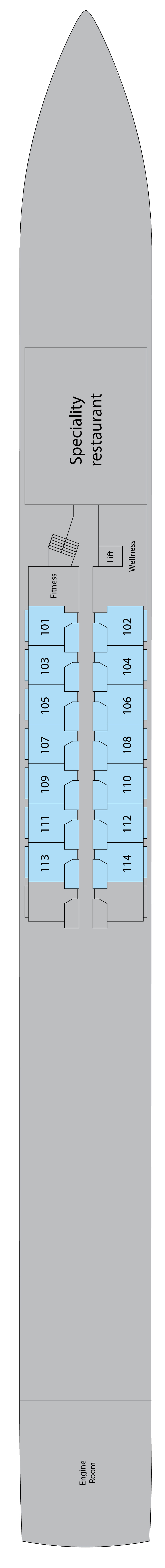Deck plan for Emerald (Lower) Deck