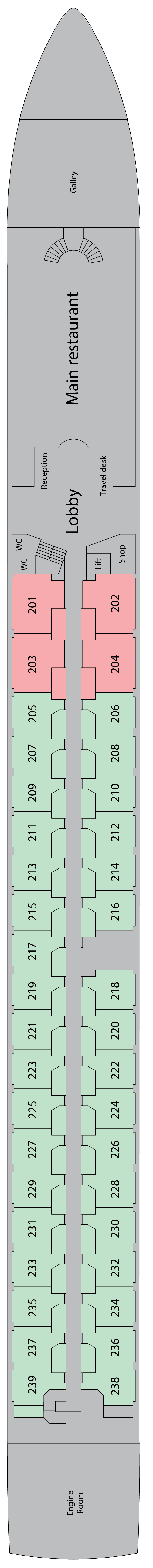 Deck plan for Ruby (Middle) Deck