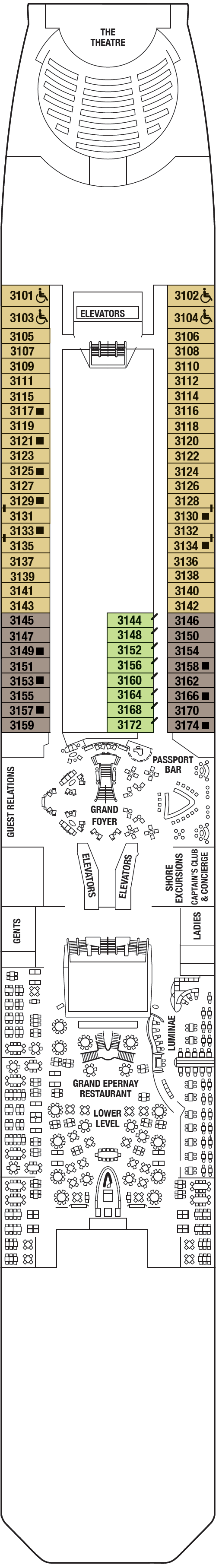 Deck plan for PLAZA DECK 3