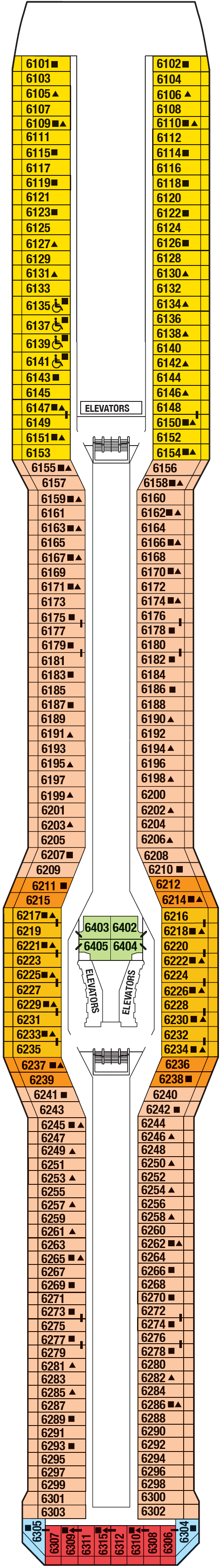 Deck plan for CONTINENTAL DECK 6