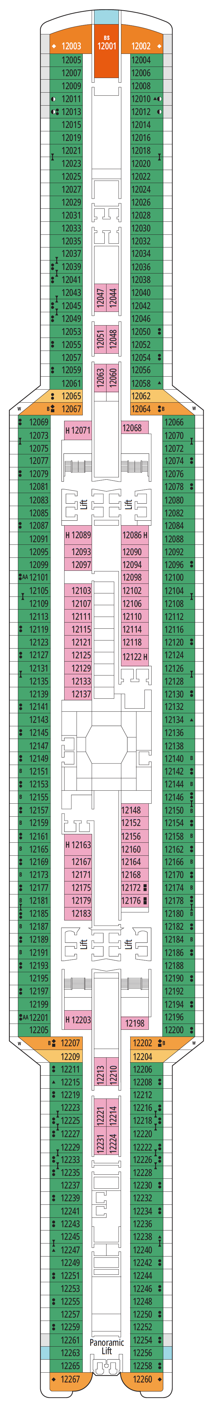 Deck plan for Deck 12 - Las Salinas