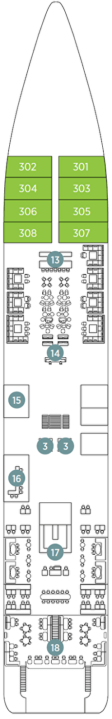 Deck plan for Deck 3 Emerald