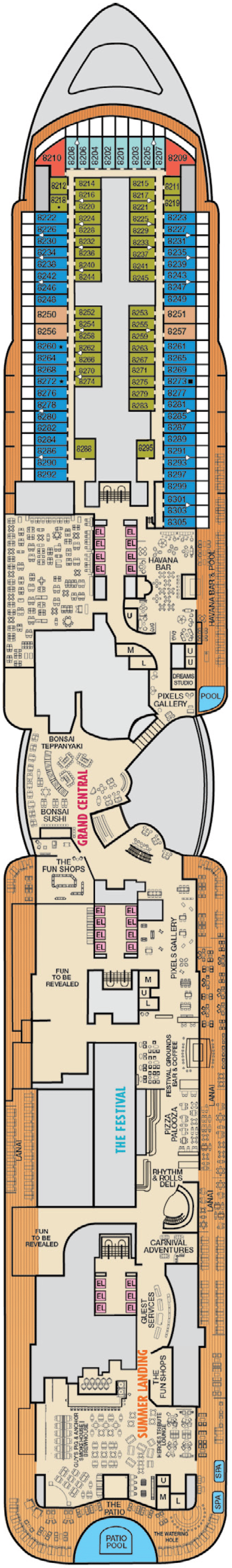 Deck plan for Deck 8