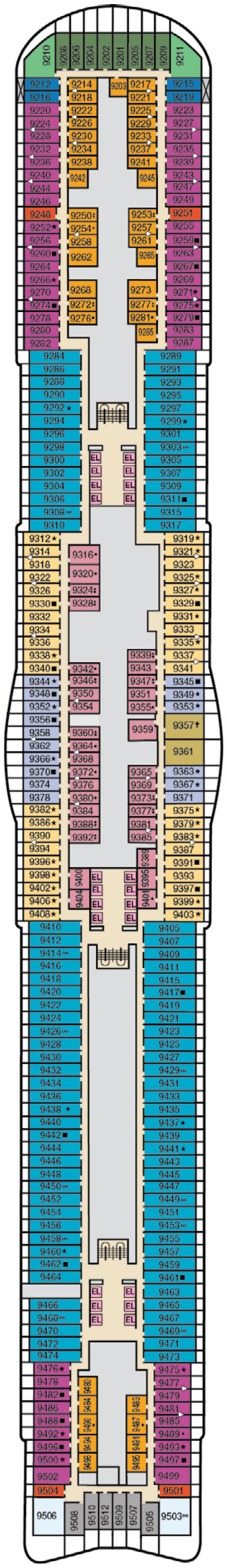 Deck plan for Deck 9