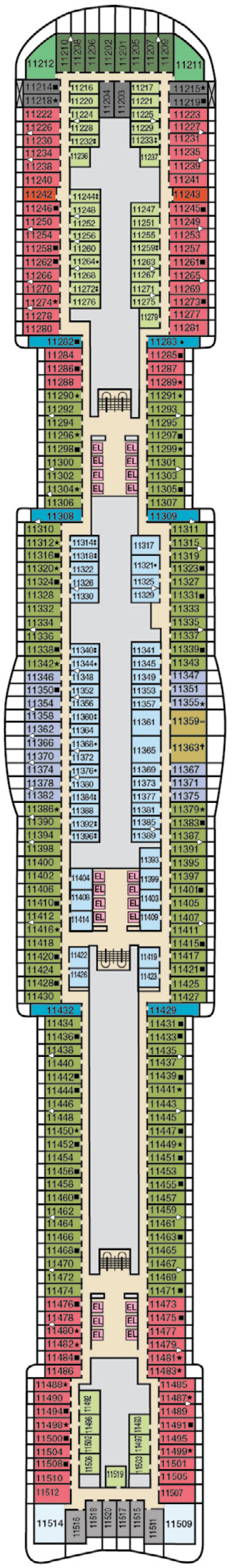 Deck plan for Deck 11