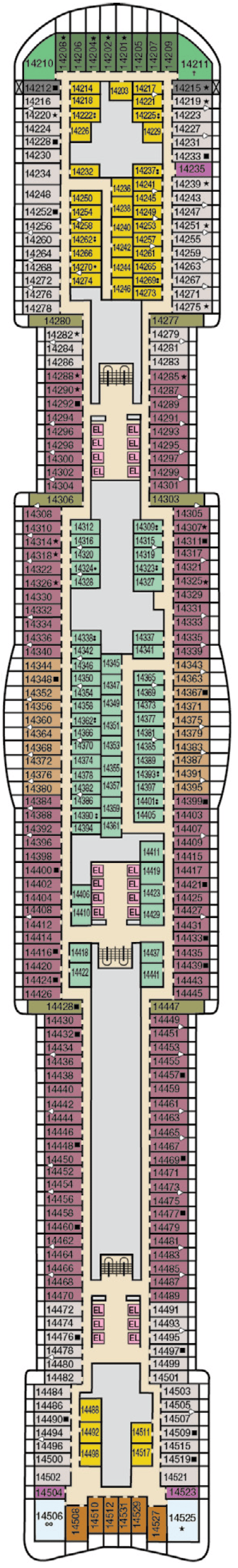 Deck plan for Deck 14