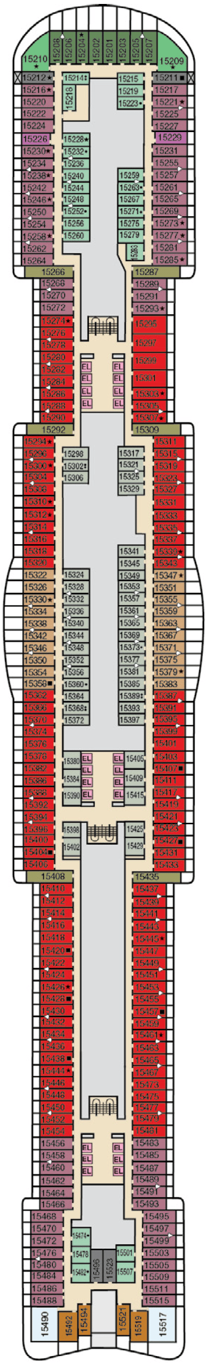 Deck plan for Deck 15