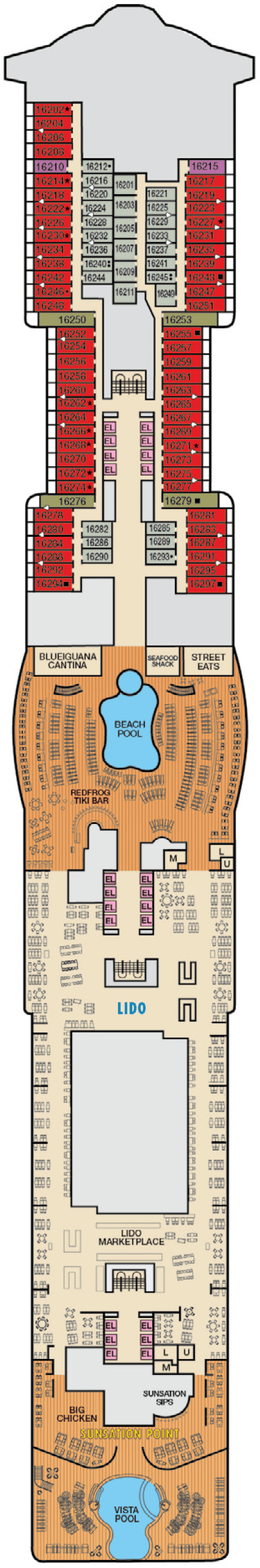 Deck plan for Deck 16
