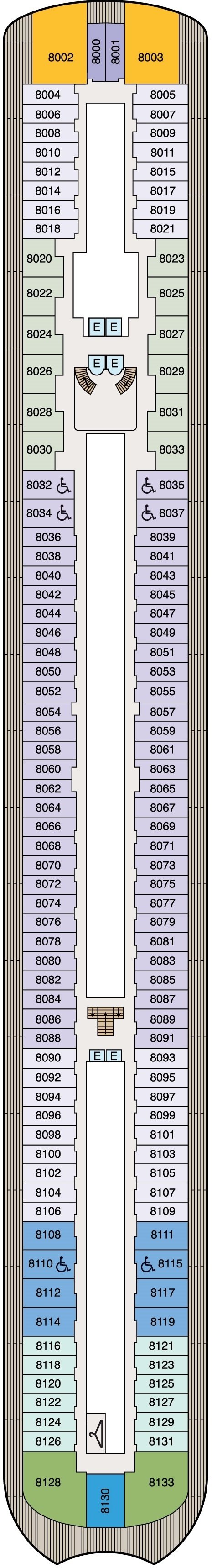 Deck plan for Deck 8