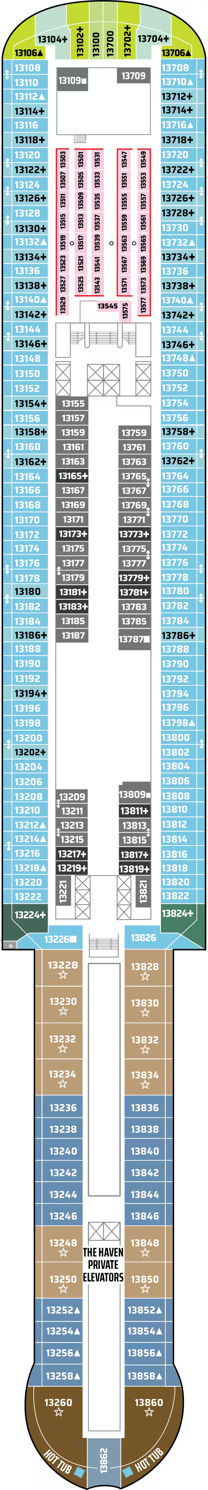 Deck plan for Deck 13