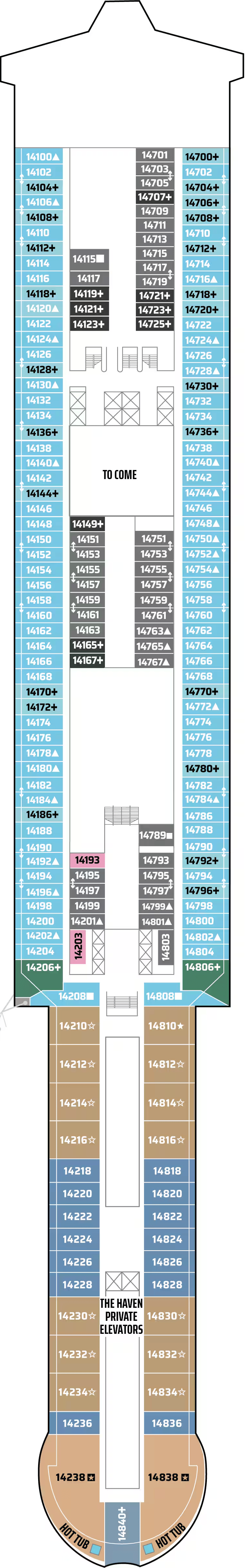Deck plan for Deck 14