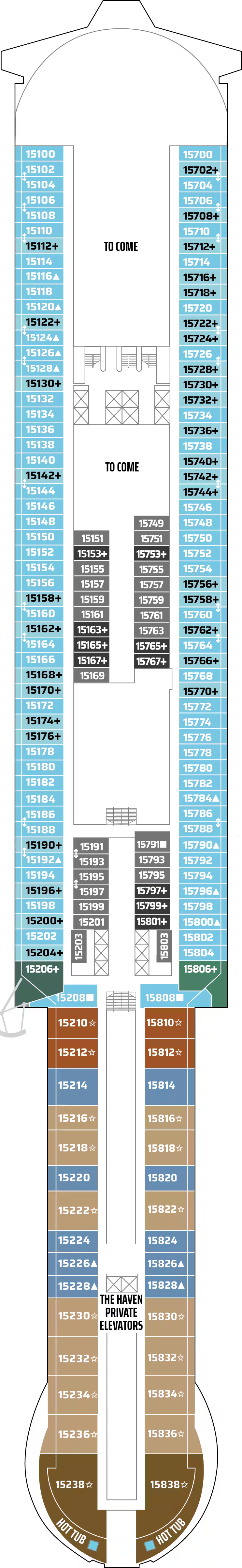 Deck plan for Deck 15