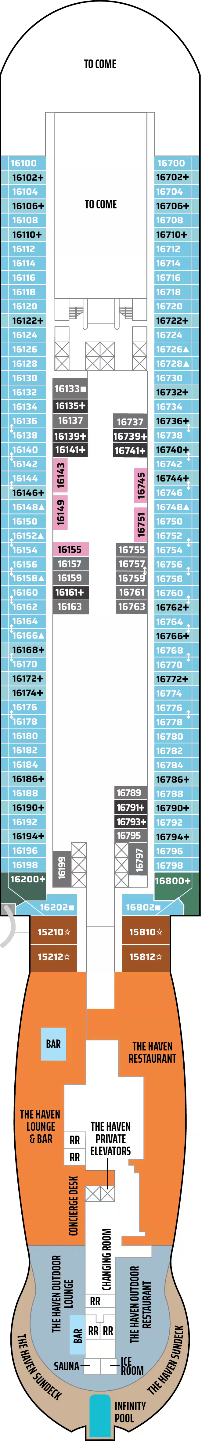 Deck plan for Deck 16