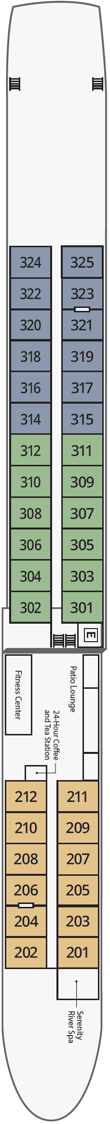 Trafalgar Reverie deck plan — Danube Deck