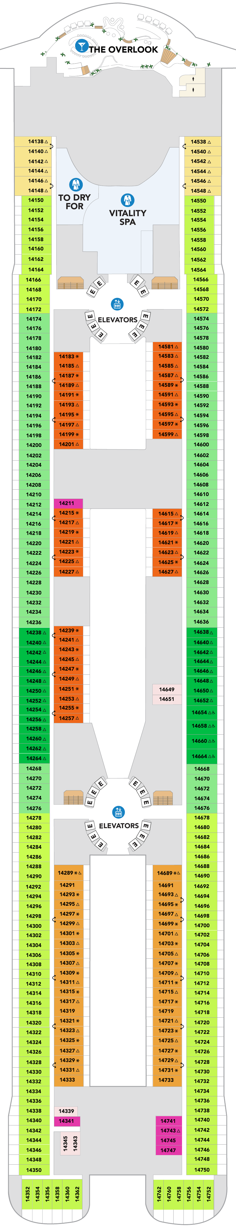 Deck plan for Deck 14