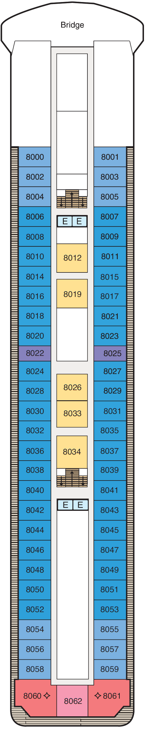 Deck plan for Deck 8