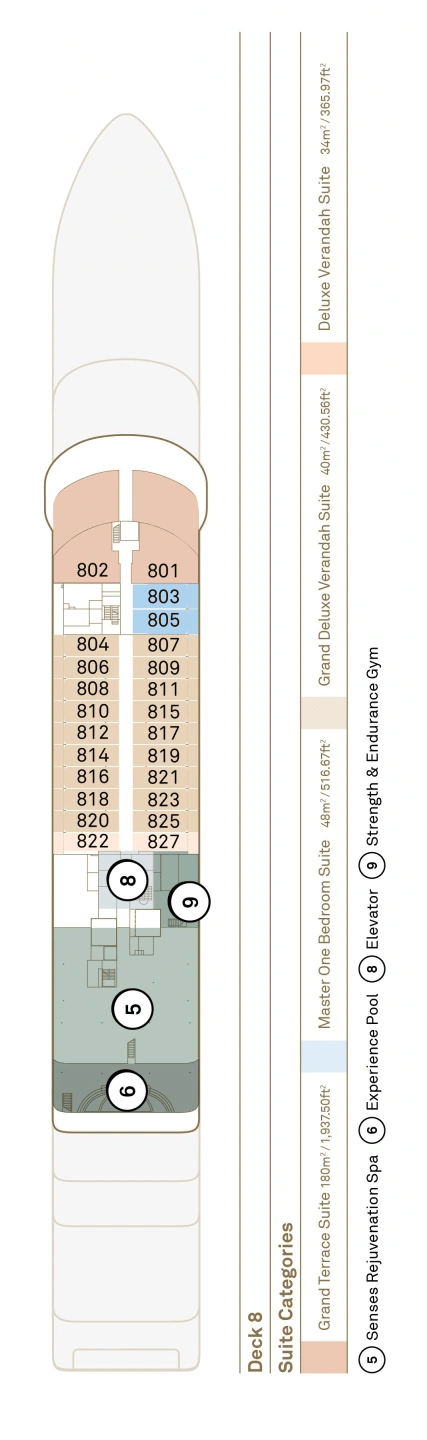 Deck plan for Deck 8