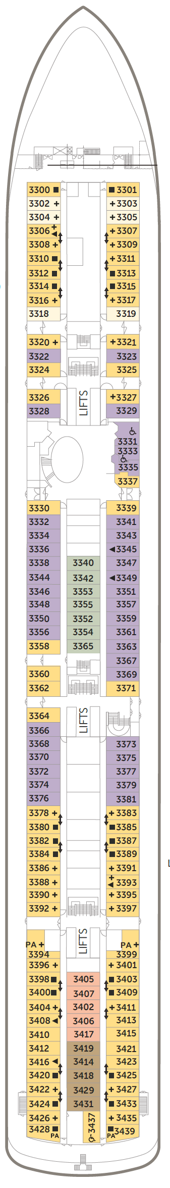 Deck plan for Promenade Deck 3