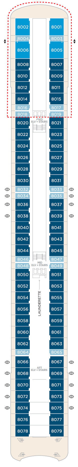 Deck plan for Deck 8