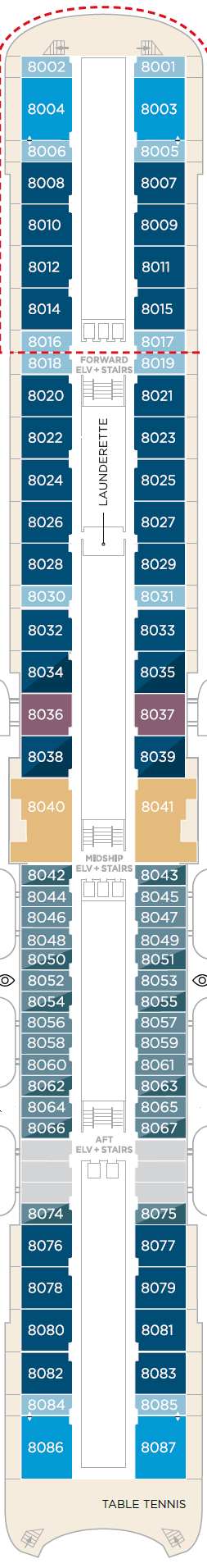 Deck plan for Deck 8