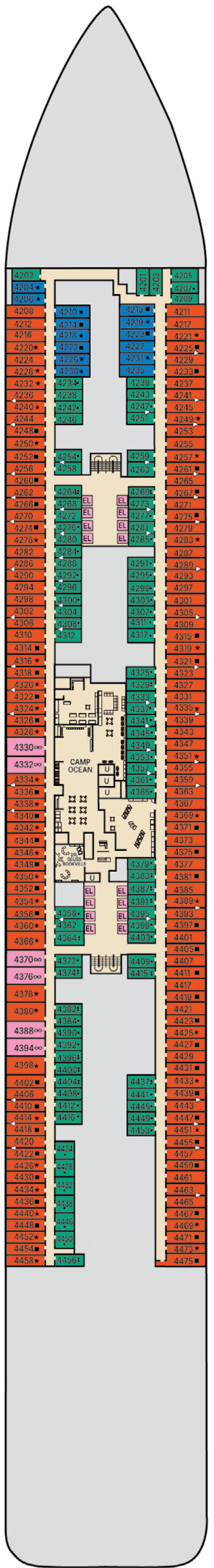 Carnival Tropicale deck plan — Deck 4