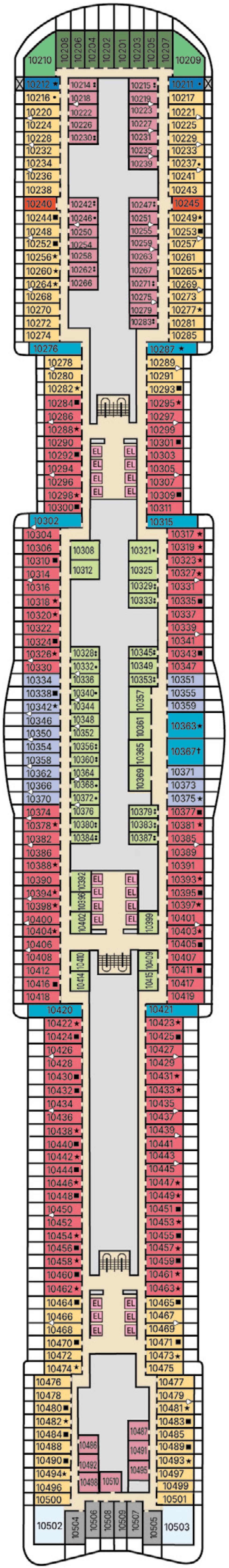 Carnival Tropicale deck plan — Deck 10
