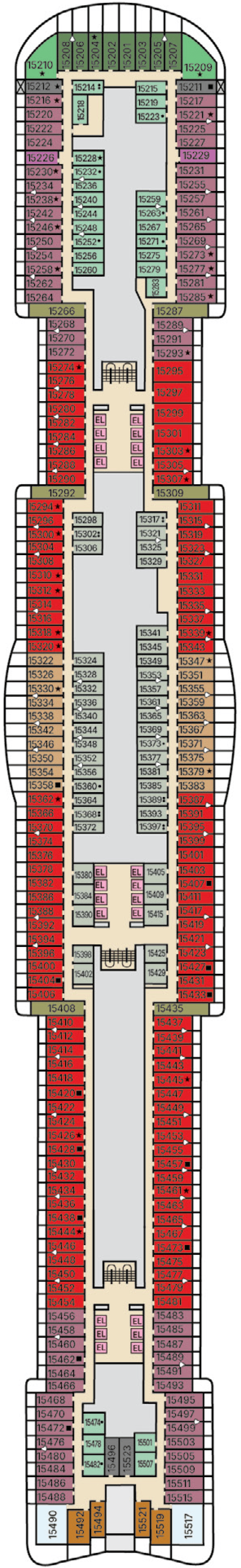 Carnival Tropicale deck plan — Deck 15