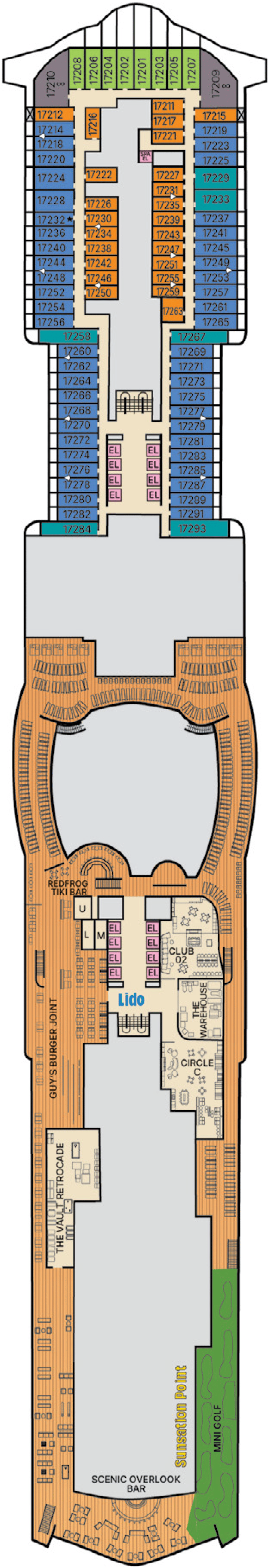 Carnival Tropicale deck plan — Deck 17