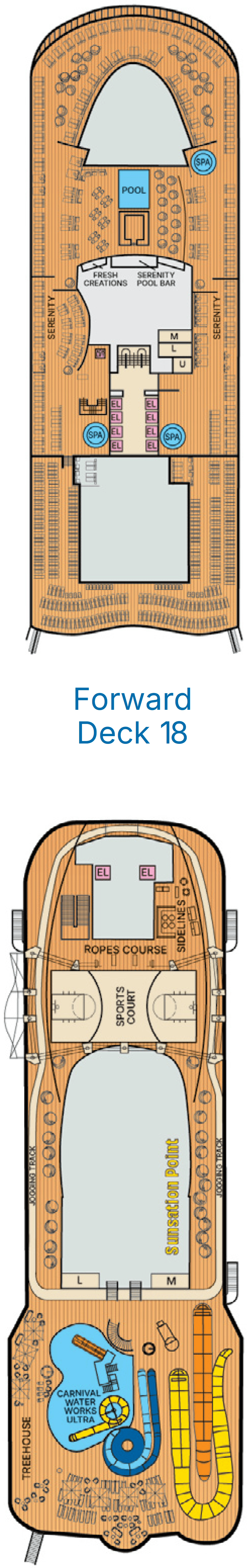Carnival Tropicale deck plan — Deck 18