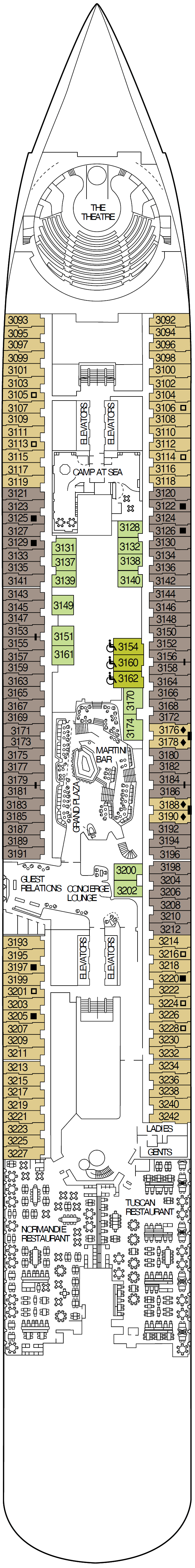 Celebrity Xcel deck plan — Deck 3