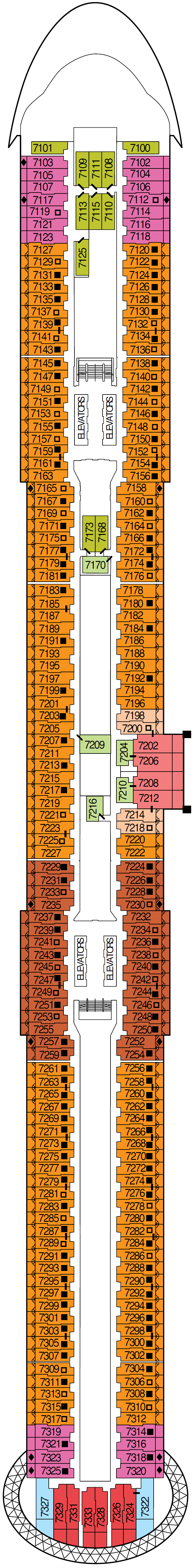 Celebrity Xcel deck plan — Deck 7