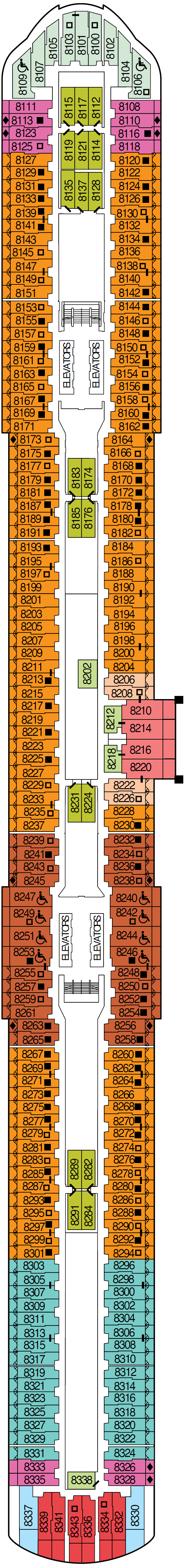 Celebrity Xcel deck plan — Deck 8