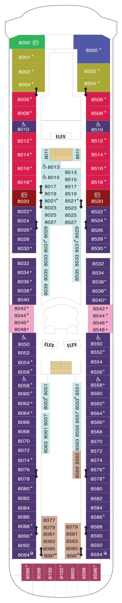 Rhapsody of the Seas deck plan — Deck 08