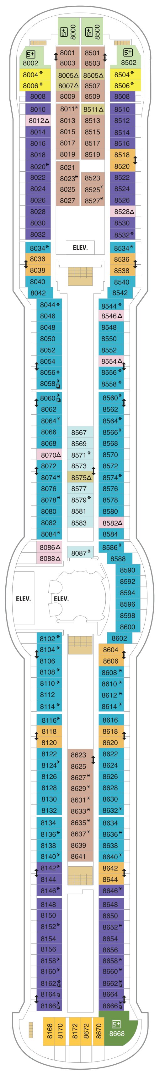 Jewel of the Seas deck plan — Deck 08