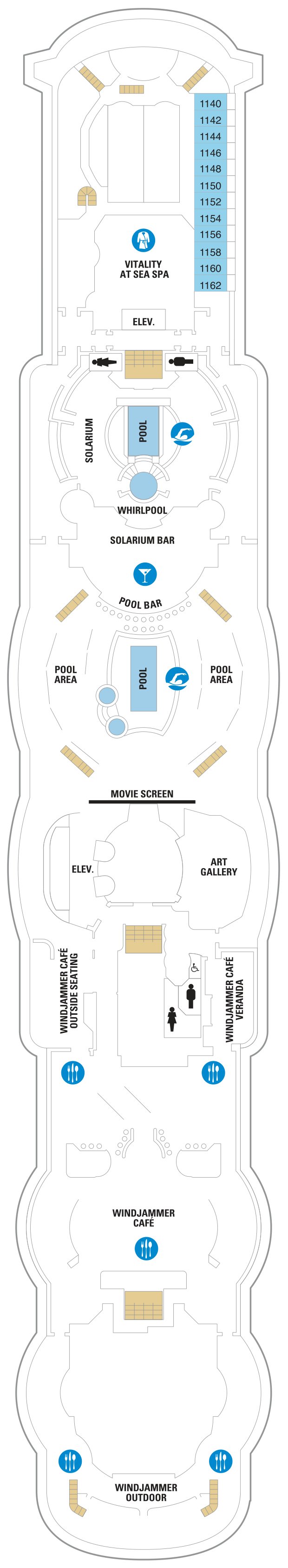 Jewel of the Seas deck plan — Deck 11