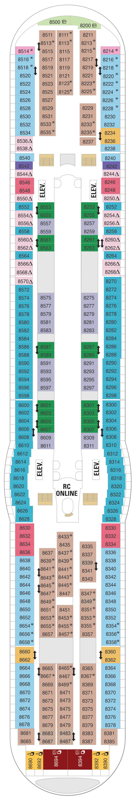 Explorer of the Seas deck plan — Deck 08