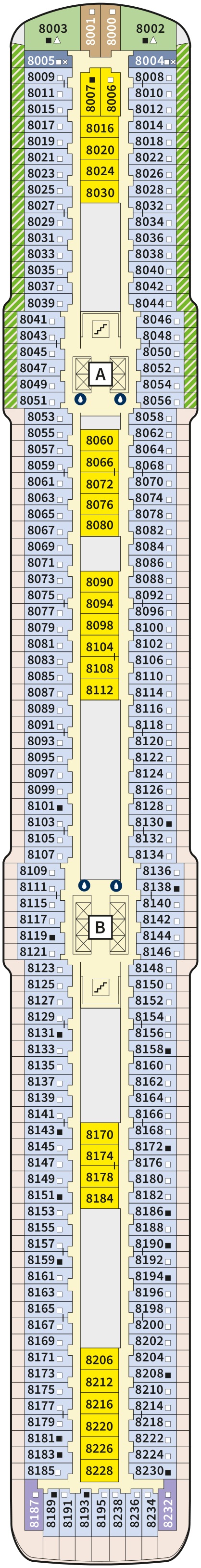 Mein Schiff 6 deck plan — 8 Muschel