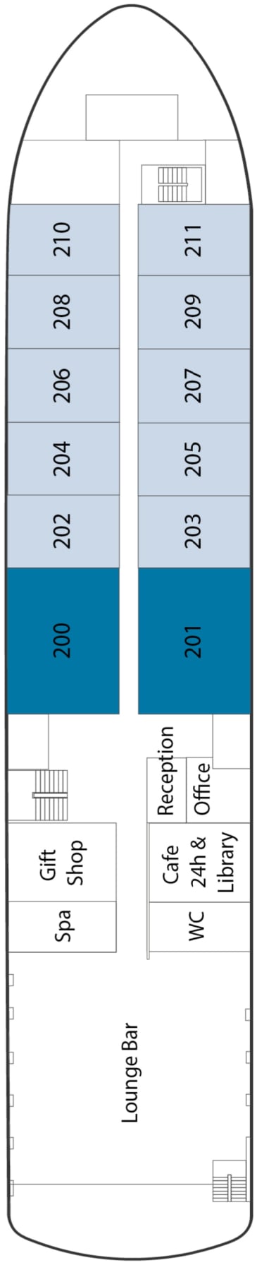 Riviera Alba deck plan — Upper Deck