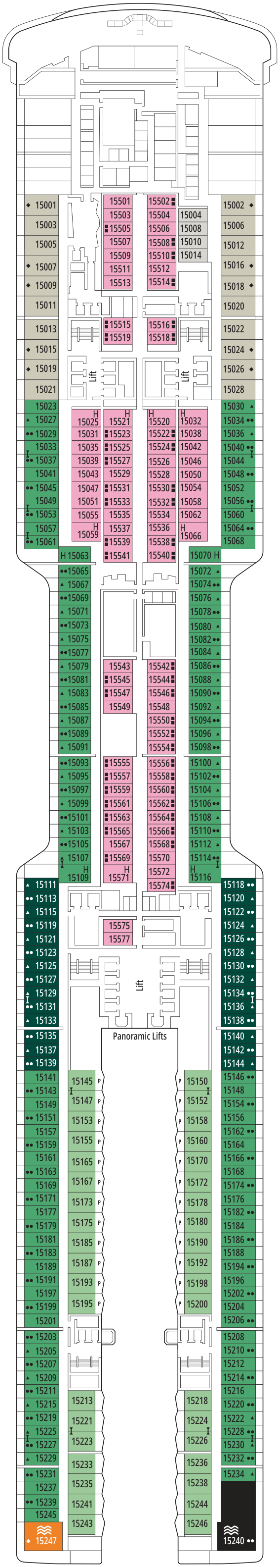 MSC World Atlantic deck plan — DECK 15