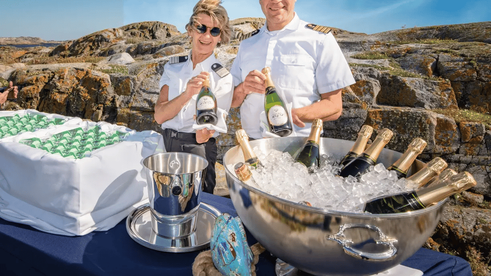 barbecued fish and chilled drinks